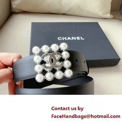 Chanel Width 3cm Metal  &  Glass Pearls calfskin belt AAA036 02 2024